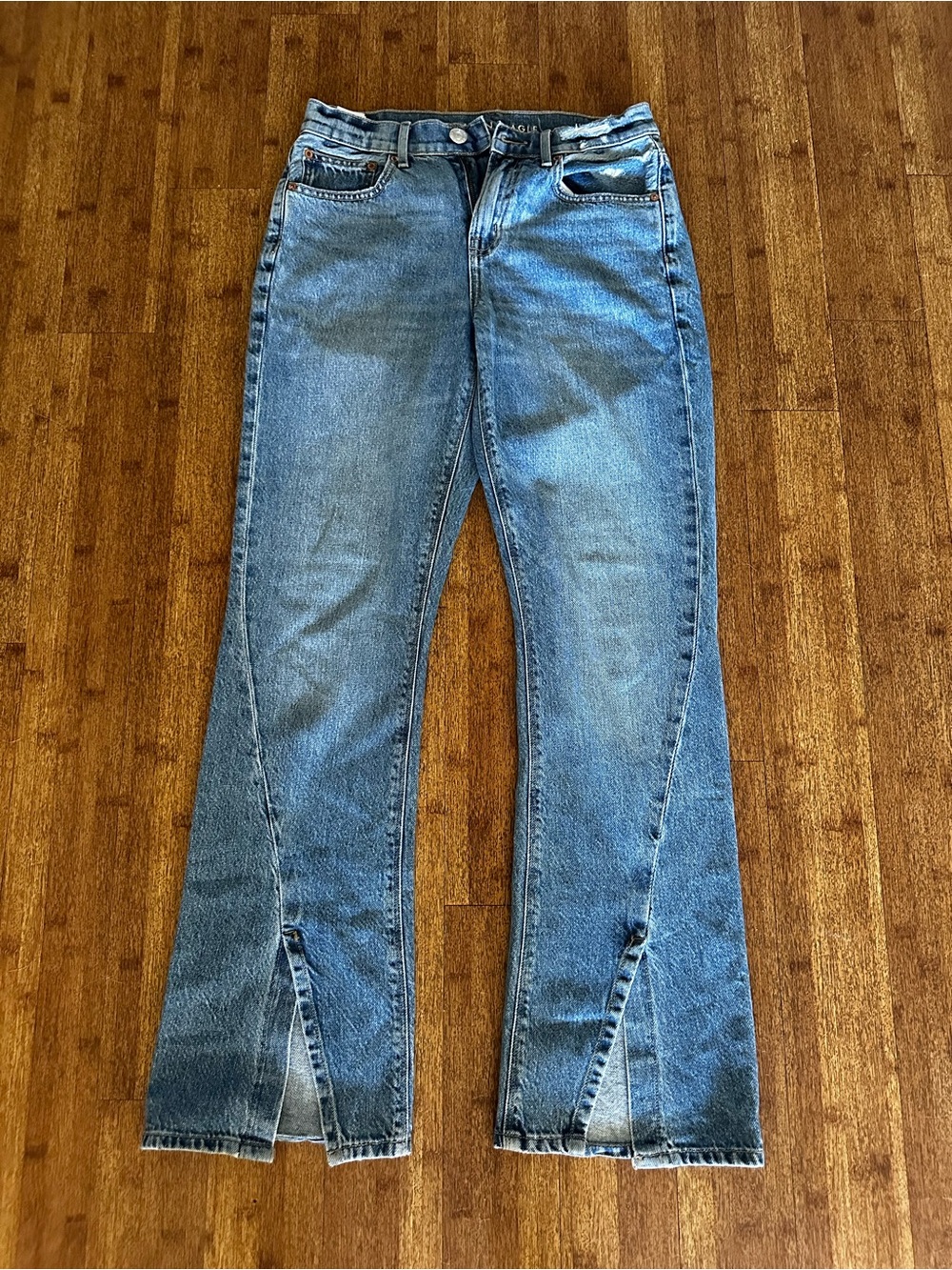 American Eagle Outfitters Blue Split-Hem Flare Jeans- Size 4- New